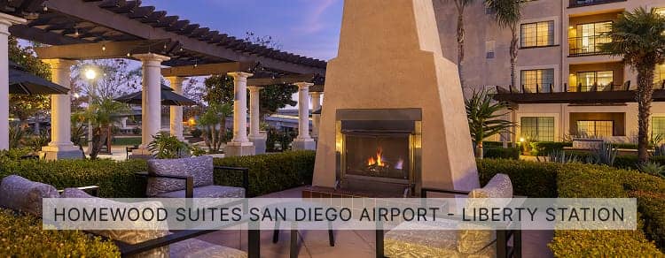 Homewood Suites San Diego fireplace sitting area
